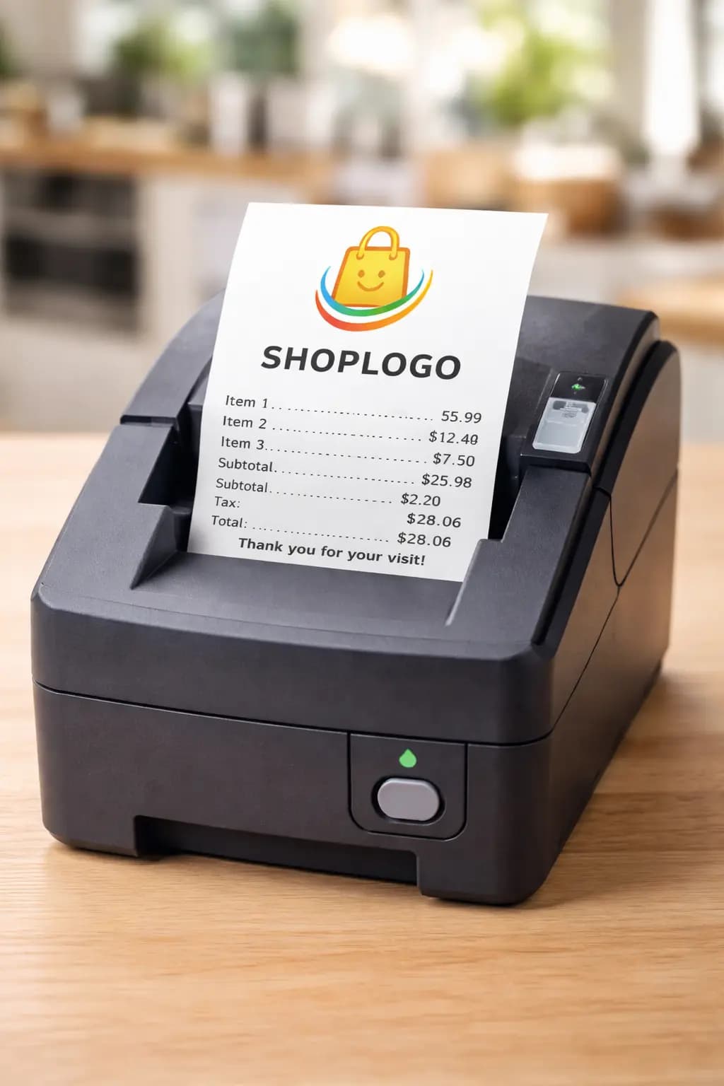 Custom receipt with a business logo displayed at the top