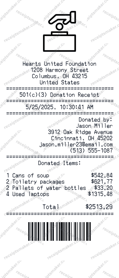 501(c)(3) Donation Receipt