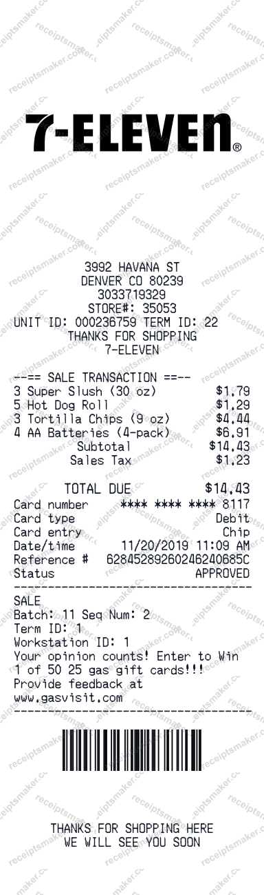 7-Eleven Receipt