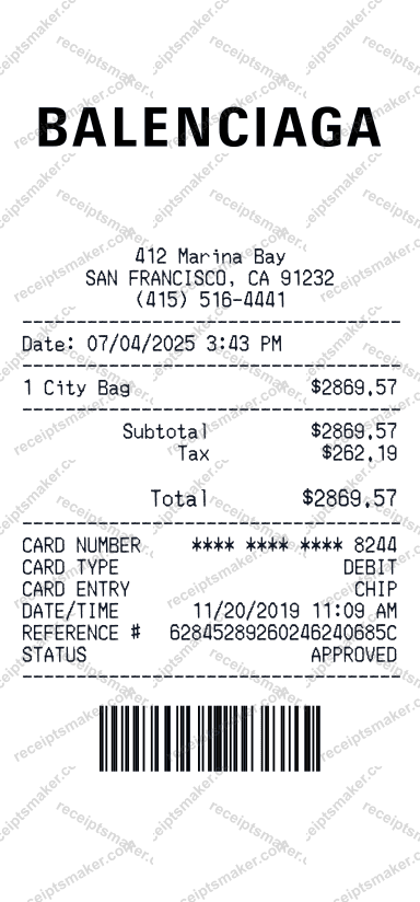 Balenciaga receipt