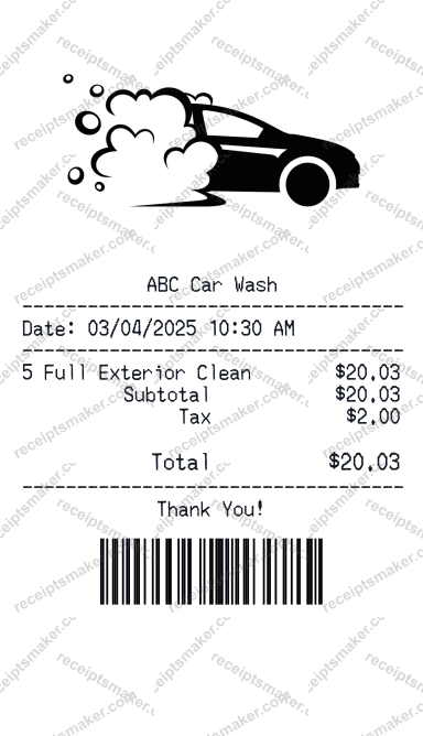 Car Wash Receipt