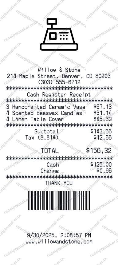 Cash Register Receipt