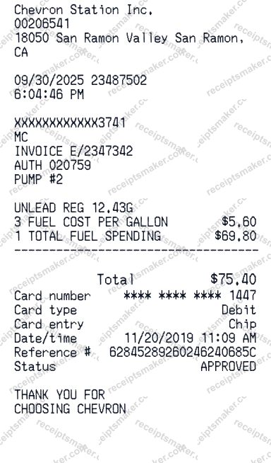 Chevron Receipt