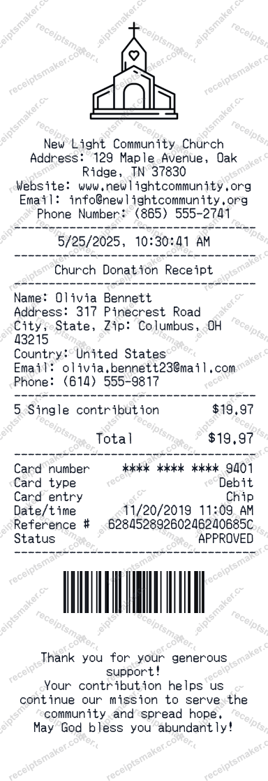 Church Donation Receipt