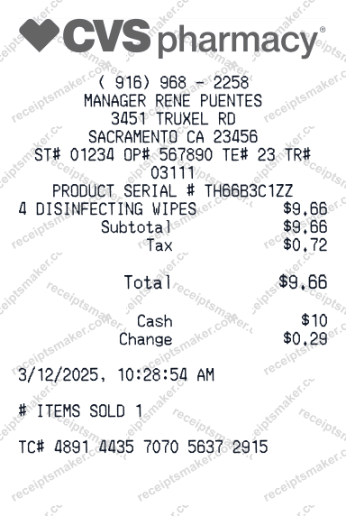 CVS Pharmacy Receipt