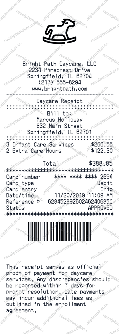 Daycare Receipt