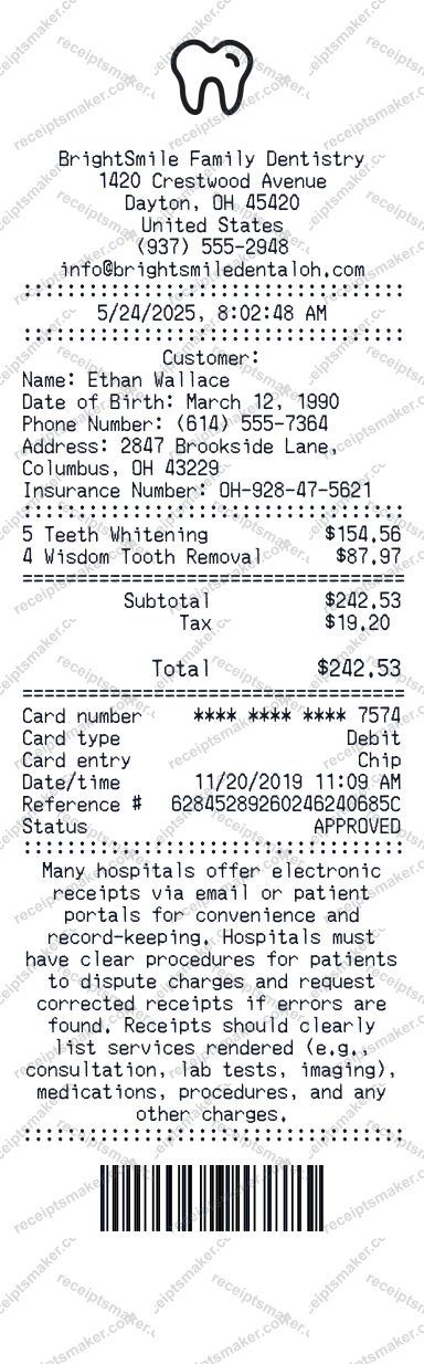 Dental Receipt