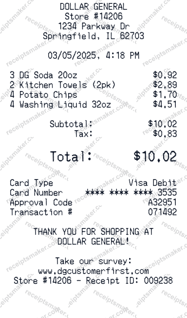 Dollar General Receipt
