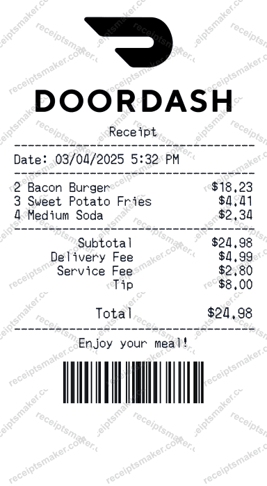 DoorDash Receipt