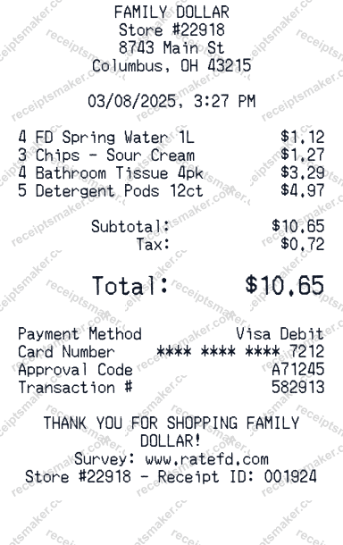 Family Dollar Receipt Generator