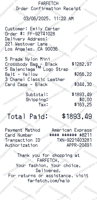 Farfetch Receipt