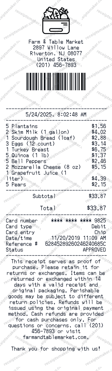 Grocery Receipt