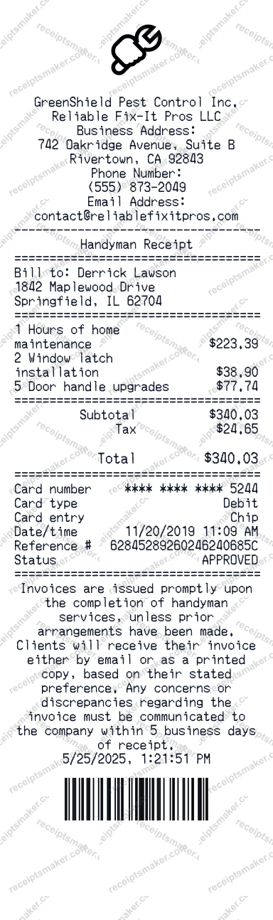 Handyman Receipt