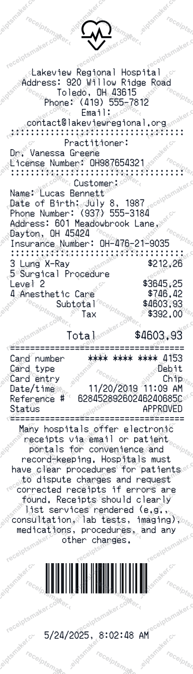 Hospital Receipt