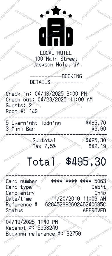 Hotel Receipt