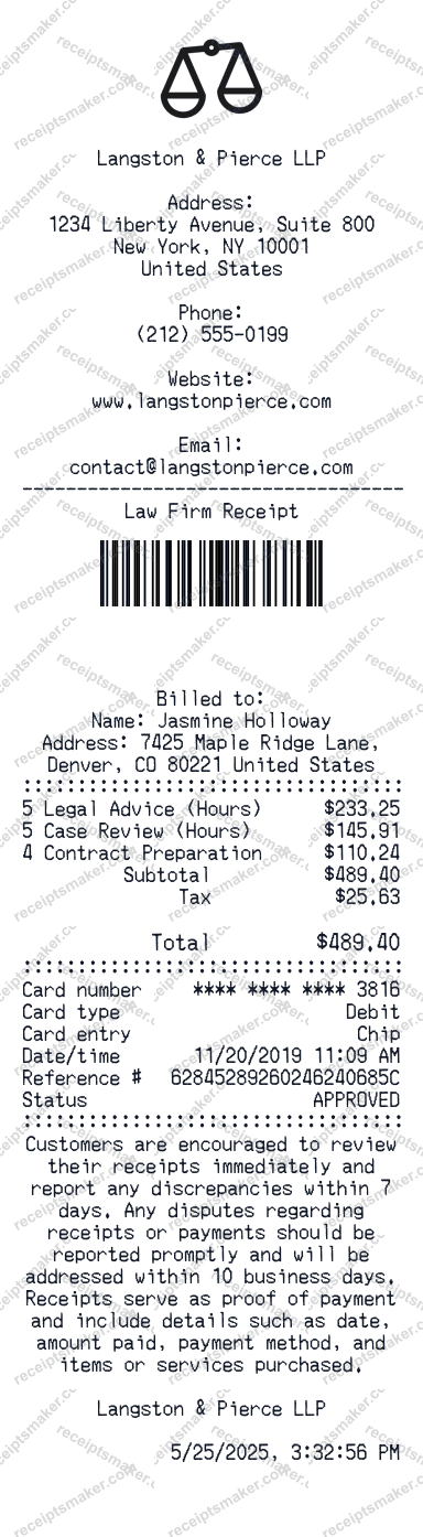 Law Firm Receipt