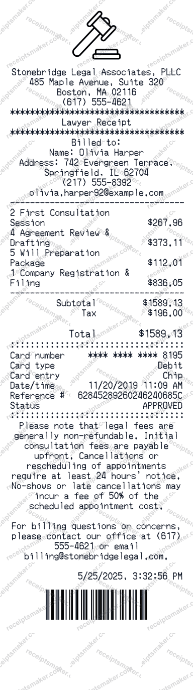 Lawyer Receipt