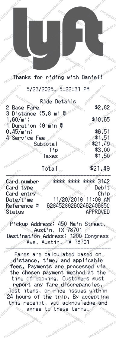 Lyft Receipt