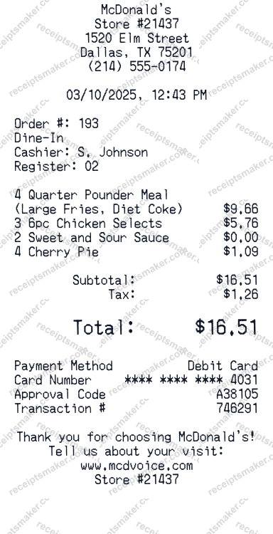 McDonald's Receipt