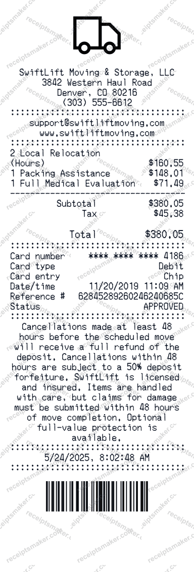 Moving Receipt