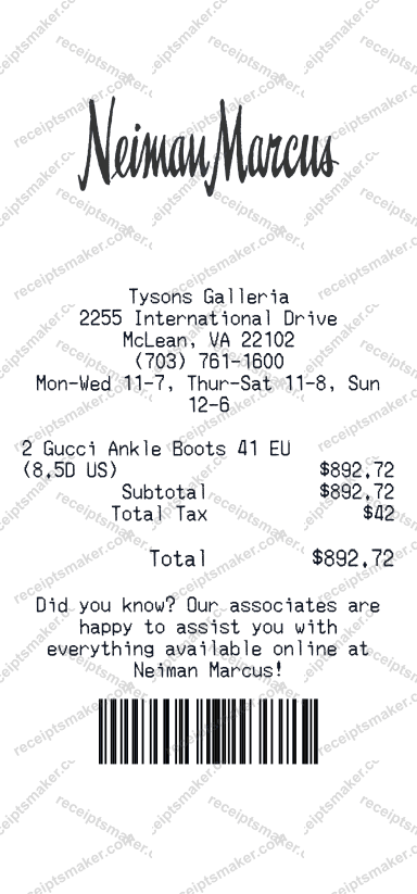 Neiman Marcus Receipt