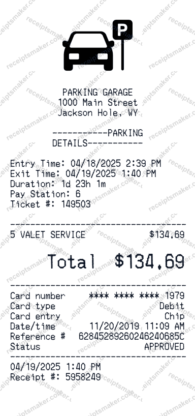 Parking Ticket Receipt