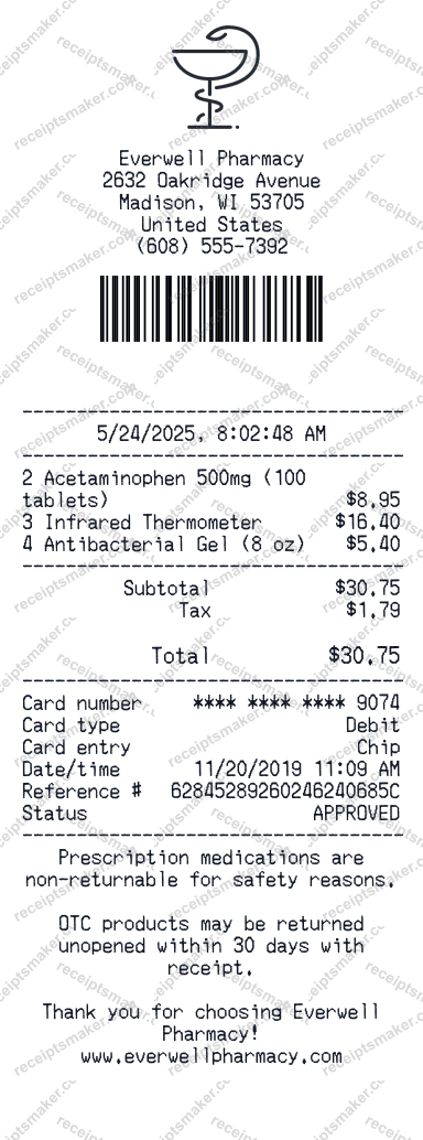 Pharmacy Receipts
