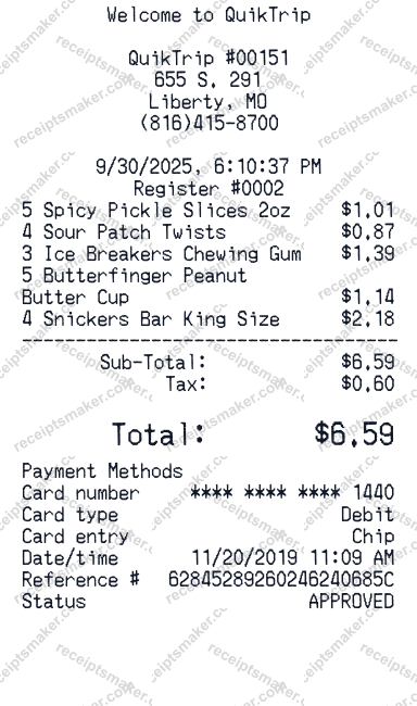QuikTrip Receipt