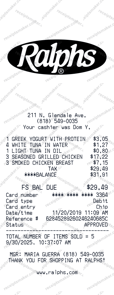 Ralphs Receipt