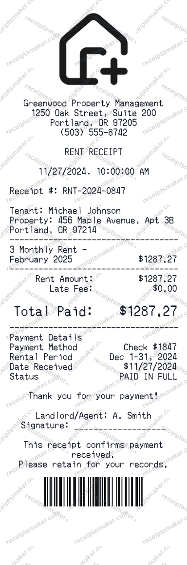 Rent Receipt