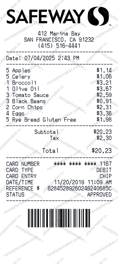 Safeway receipt