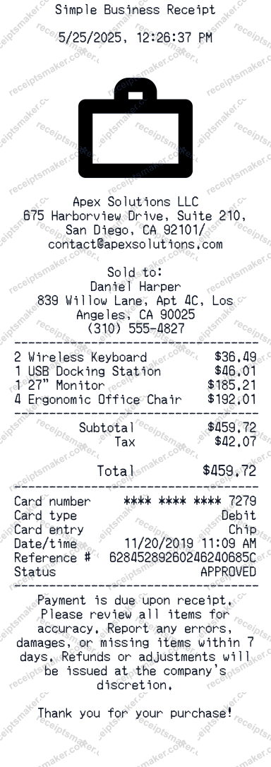 Simple Business Receipt