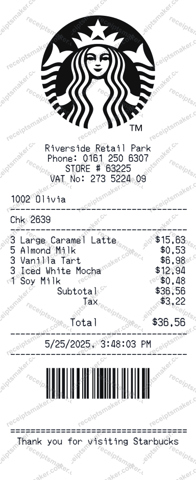 Starbucks Receipt Generator