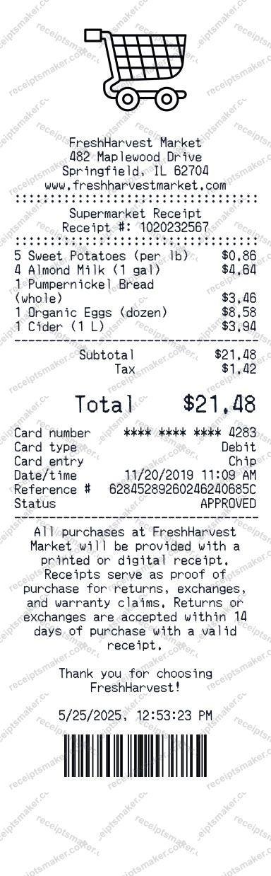 Supermarket Receipt
