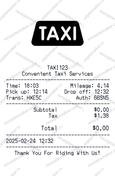 Taxi Ride Receipt