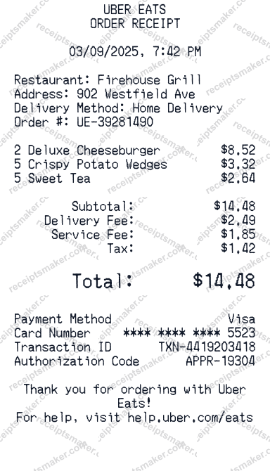 Uber Eats Receipt