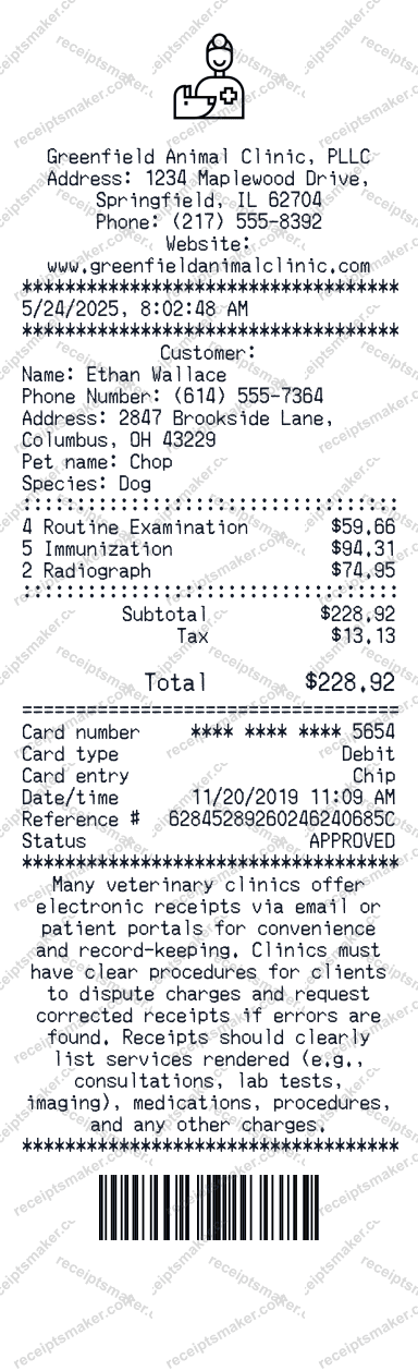 Vet Receipt