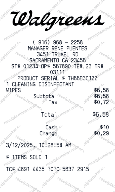 Walgreens Receipt