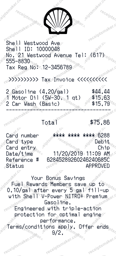 Free Gas Receipt Generator - Fuel Station Receipts | Receipt Maker